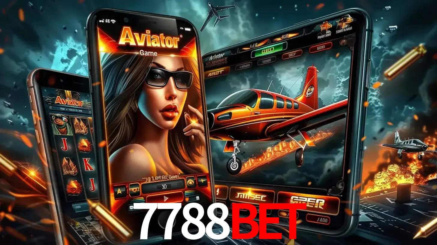 O popular jogo de apostas Aviator exibido em vários celulares e tablets, mostrando a interface emocionante e a ação de voo disponíveis para jogar agora no 7788BET.