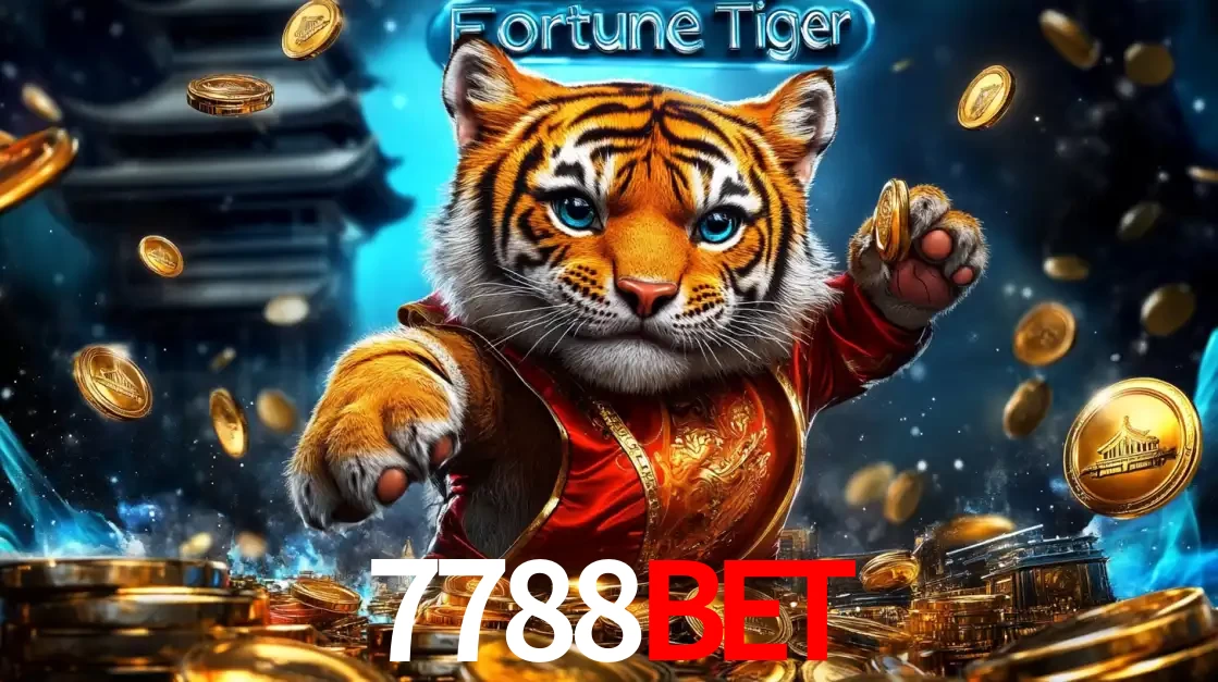 Imagem promocional do jogo de slot Fortune Tiger, com um tigre majestoso em traje tradicional cercado por uma fortuna em moedas de ouro, disponível agora no cassino 7788BET.